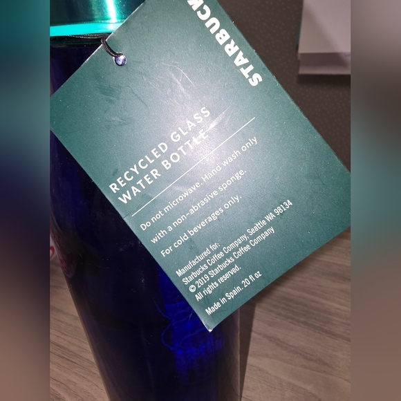 Starbucks NWT blue glass water bottle. - Picture 5 of 16
